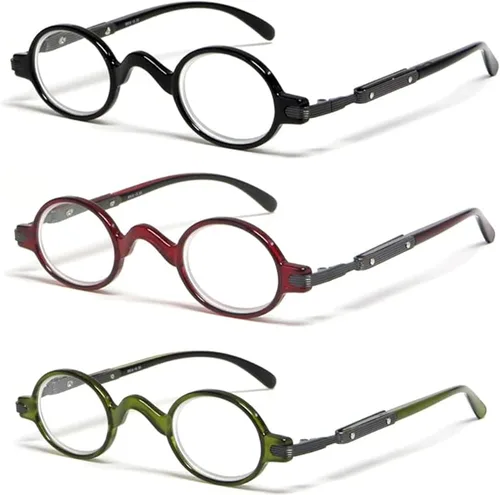 Calabria R314/R501S - Gafas de lectura redondas de metal para hombres y mujeres, lentes de profesor, lectores vintage, estilo clásico, retro, moda