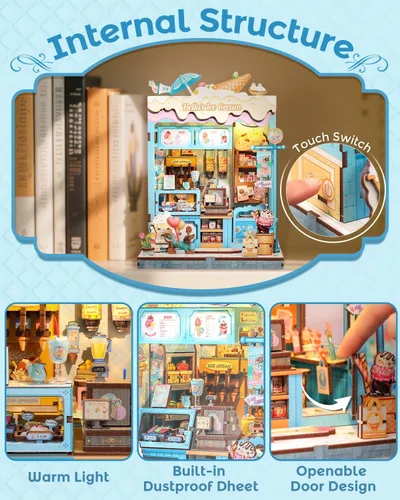 Miniatura 6 de CUTEBEE Kit de Rincón del Libro, Kits de Casa en Miniatura DIY para Adultos y Adolescentes, Casa de Muñecas Rincón del Libro, Estantería