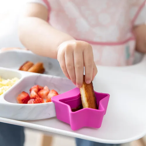 Miniatura 3 de Bumkins Baby Silicone Little Dippers, se fija a cuencos, platos y platos, taza de salsa, sostiene salsas, puré, coberturas, destete LED para bebés