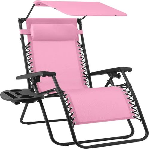 Miniatura 29 de Best Choice Products Sillón reclinable de 30 pulgadas de ancho con gravedad cero para exteriores, con toldo ajustable, reposacabezas, bandeja