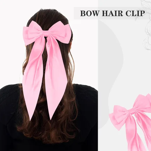 Miniatura 4 de 2 piezas de accesorios para el cabello: pinzas para el pelo de mariposa con lazo beige y rosa, pasadores y cintas - bonitos lazos para mujer