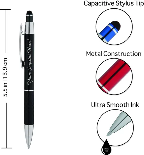 Miniatura 2 de Bolígrafos personalizados con lápiz capacitivo – The Prestige Metal Pen – Bolígrafos personalizados con nombre impreso con tinta negra