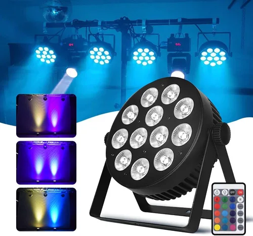 Luz de escenario LED Par Aluminio sin ventilador Luz de acento DMX RGBW 96W Luces de DJ Activadas por sonido Potente PAR delgado LED Iluminación de