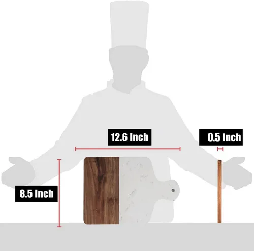 Miniatura 3 de Resafy Tabla de cortar de madera de acacia, tabla de cortar con bloque de carnicero, para tallar queso, para servir, adecuada para cocina