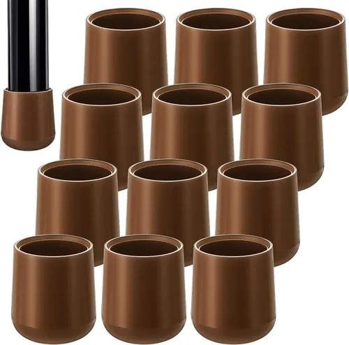 Miniatura 15 de Jetec 12 Pcs 1 Inch Folding Chair Leg Caps Heavy-Duty Plastic Chair End Caps Non-marring Furniture Glides Round Hardwood Floor Protectors (Brown,1in)