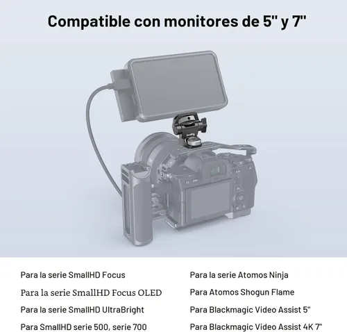 Miniatura 6 de SMALLRIG Soporte de monitor de cámara ajustable para estilo ARRI (edición Bumblebee), giro de 360° y soporte de inclinación de 180°, soporte
