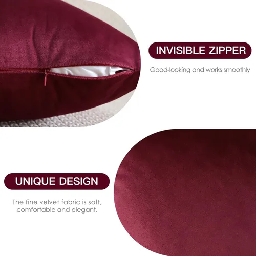 Miniatura 7 de OTOSTAR Paquete de 2 fundas de almohada decorativas de terciopelo suave de 18 x 18 pulgadas, fundas de cojín cuadradas sólidas para decoración