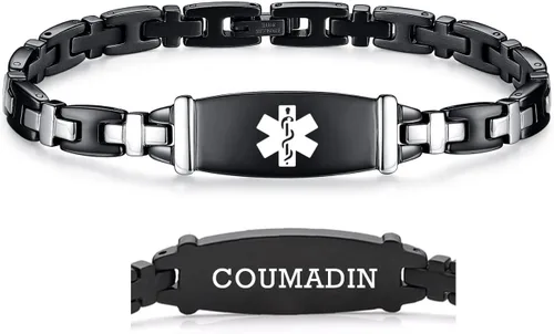 Miniatura 54 de LinnaLove Lady Medical Alert - Pulseras médicas de acero inoxidable para mujer, 7.5 pulgadas