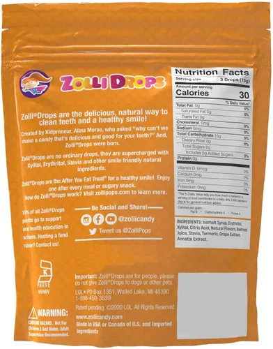 Miniatura 2 de Zolli Drops - Caramelos sin azúcar con xilitol, paletas sin colorantes, aptos para dieta keto y diabética, golosinas aprobadas por dentistas