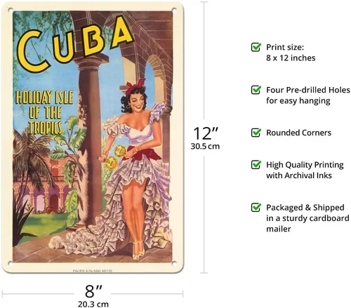 Miniatura 2 de Pacifica Island Art Cuba – Isla de los Trópicos – Bailarina cubana con Maracas – Póster de viaje vintage 1949-8 x 12 pulgadas