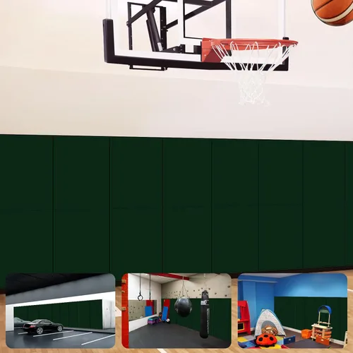 Miniatura 14 de Almohadillas de pared acolchadas para gimnasio, alfombrillas de pared de baloncesto, almohadillas de pared de espuma de 2 pulgadas de grosor, Gris