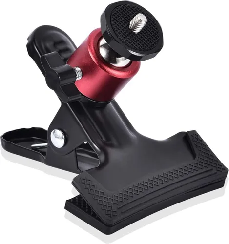 Miniatura 9 de UTEBIT Clip de montaje de cámara trípode resistente con cabezal de bola giratorio 360, abrazadera de resorte negro para estudio de sesión de fotos