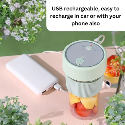 Miniatura 4 de Licuadora portátil USB – 30 segundos de potencia de trituración de hielo, 11.83 onzas líquidas, mini licuadora personal con popote para batidos