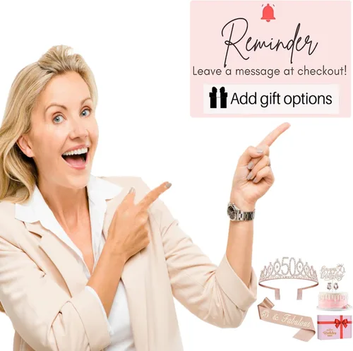 Miniatura 8 de Decoraciones de 50 cumpleaños para mujer, que incluyen banda y corona de 50 cumpleaños, adorno para pastel y velas, regalos de 50 años para mujer