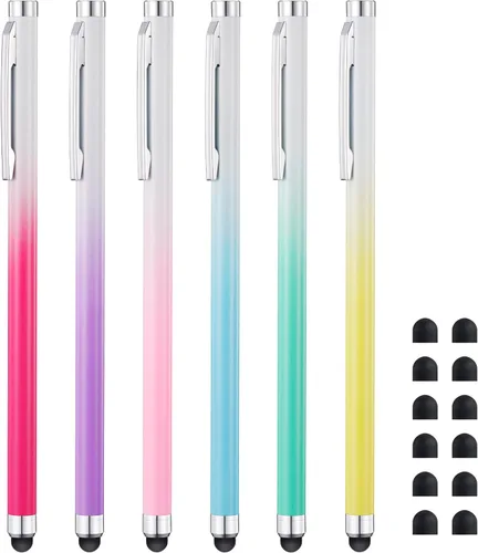 Linfanc - Bolígrafos capacitivos para pantallas táctiles (paquete de 6), lápices capacitivos de alta sensibilidad y precisión para iPad, tabletas,