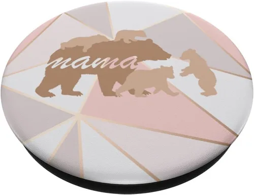 Miniatura 2 de Mama Bear Pop Socket 4 Cubs Soporte de teléfono rosa mujeres mamá regalos – PopSockets Grip y soporte para teléfonos y tabletas, Negro