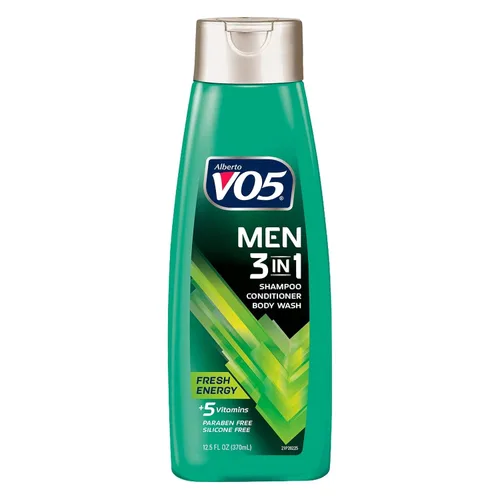 VO5 - Champú acondicionador y gel de baño 3 en 1 para hombre, 12.5 onzas, energía fresca, 5 vitaminas esenciales para ayudar a nutrir e hidratar tu