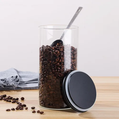 Miniatura 7 de ZOMUIA Contenedores de Café de Vidrio Herméticos Frascos de Almacenamiento de Granos de Café con Estante, 3 Piezas 44oz Organizador de Estación