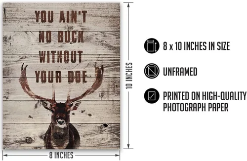 Miniatura 3 de You Ain't No Buck Without Your Doe - Decoración de caza - Decoración de pared de caza - Regalos para cazadores - Decoración rústica de cabina