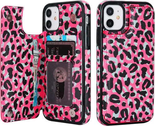 Miniatura 19 de HAOPINSH Funda tipo cartera para iPhone 11 con portarjetas, patrón de mármol rosa azul con tapa trasera plegable, funda de cuero PU con soporte