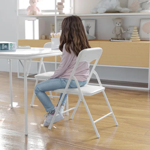 Miniatura 9 de Flash Furniture Mindy Kids - Juego de mesa y sillas cuadradas plegables de 5 piezas para guardería y aulas, juego de mesa y sillas de actividades