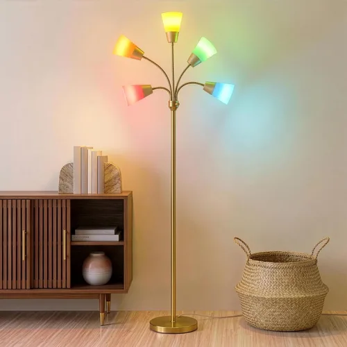 Miniatura 11 de Brightech Medusa - Lámpara de pie LED moderna – Lámpara de pie de múltiples cabezales para salas de estar y oficinas – Lámpara alta con pantalla