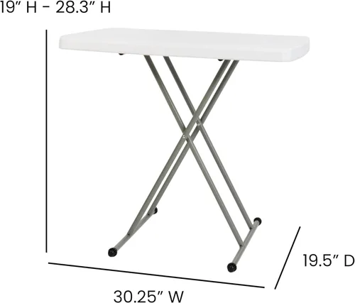 Miniatura 3 de Flash Furniture Elon - Mesa plegable de color blanco granito, altura ajustable, 30 pulgadas, bandeja de TV, mesa para portátil de grado comercial