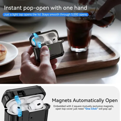 Miniatura 3 de Ekoonpft Funda para AirPods Pro 2 (2023/2022/2019), diseño de bloqueo de seguridad y soporte de teléfono para Apple AirPods Pro de 2ª/1ª