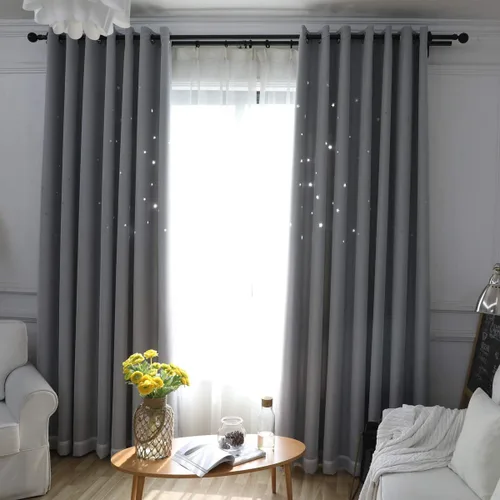 Miniatura 3 de Cortinas infantiles con superposición blanca transparente, cortinas opacas para oscurecer la habitación de los niños, doble capa con ojales