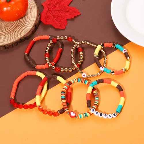 Miniatura 119 de Surfer Heishi - Pulseras apilables para mujer, apilables, de vinilo arcoíris, disco de arcilla, pulseras elásticas para la amistad, joyería bohemia