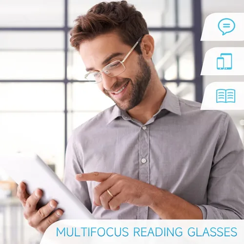Miniatura 2 de SKYOAK Paquete de 2 lentes de lectura duraderos progresivos multienfoque para hombre, bloqueo de luz azul, lector de computadora Progresivo
