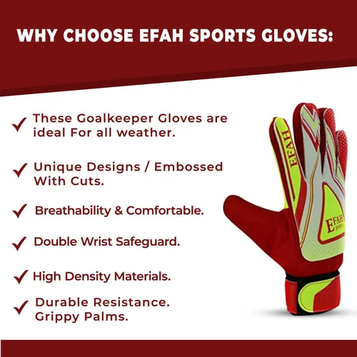 Miniatura 5 de Guantes de portero de fútbol para niños y jóvenes, guantes de portero de fútbol con agarres fuertes Rojo/Amarillo