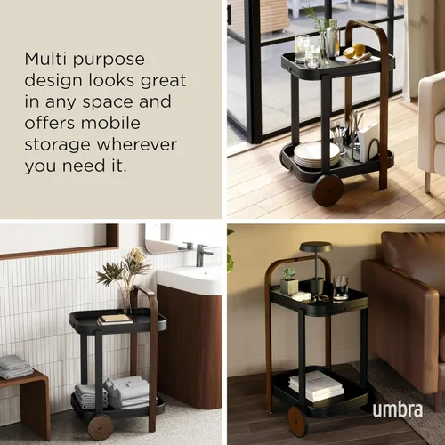 Miniatura 4 de Umbra Bellwood - Carrito de bar, carrito para servir, mesa auxiliar, nogal/negro Walniut/Negro