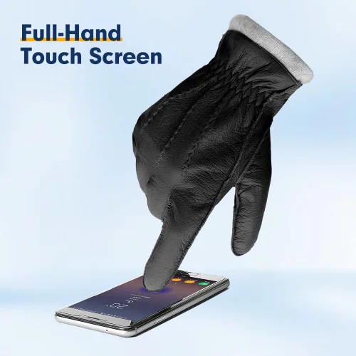 Miniatura 6 de MGGMOKAY Guantes de cuero para hombre, guantes de piel de ciervo suave con forro de cachemira