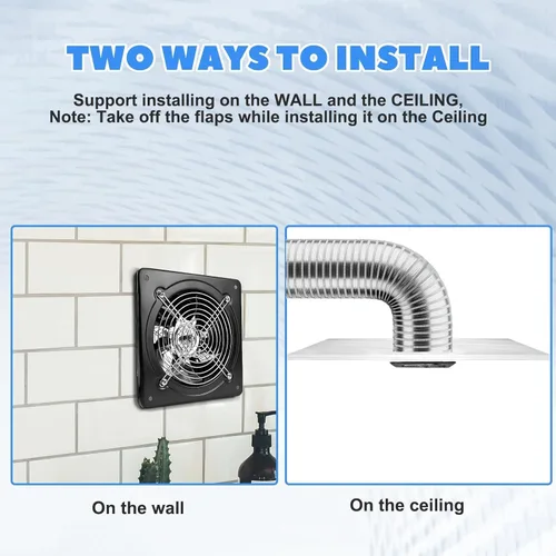 Miniatura 6 de iMeshbean Extractor de 12 pulgadas, ventilador de escape de pared 1226CFM para cocina, baño, ventilador extractor de metal ideal para ático, garaje