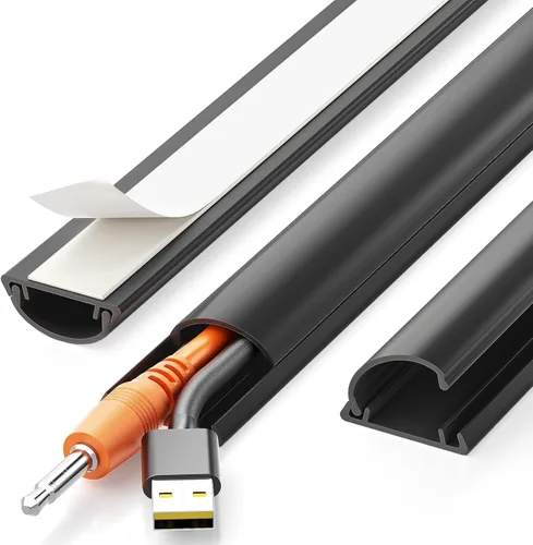Miniatura 11 de Kit de ocultación de cables Delamu para pared con adhesivo, cubierta de alambre de múltiples funciones, 42.5 pulgadas para ocultar cables en Blanco