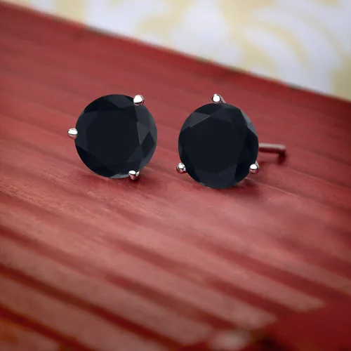 Miniatura 5 de Gem Stone King Aretes de oro blanco de 18 quilates, 0.197 in, piedra natal redonda, 3 puntas, Martini con rosca trasera Aretes de oro para mujer