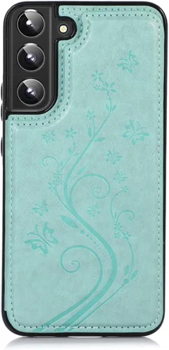 Miniatura 7 de Asuwish Glaxay S22 - Funda para Samsung Galaxy S22 5G con protector de pantalla de vidrio templado, soporte de cuero con tarjetero, doble cierre