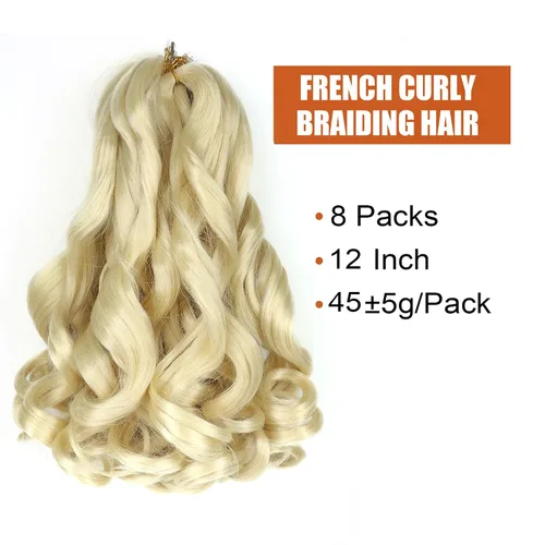 Miniatura 2 de Cabello rizado francés para trenzar de 12 pulgadas, 8 paquetes de cabello rizado preestirado para trenzas de caja, rizos franceses, trenzas