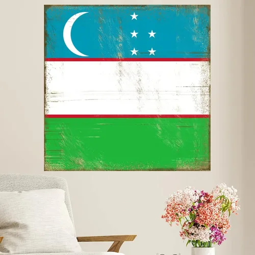 Miniatura 2 de Guangpat Calcomanías de pared con la bandera de Uzbekistán, recuerdo de la ciudad del país, calcomanías de pared patrióticas, arte de pared