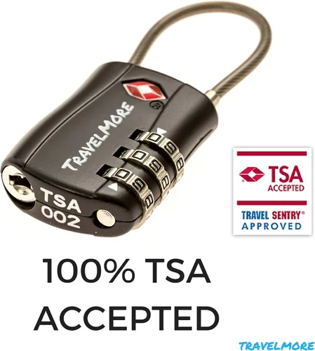 Miniatura 3 de Aprobado por la TSA Cerraduras de equipaje de combinación de cable de viaje para maletas Paquete de 1, 2, 4 & 6