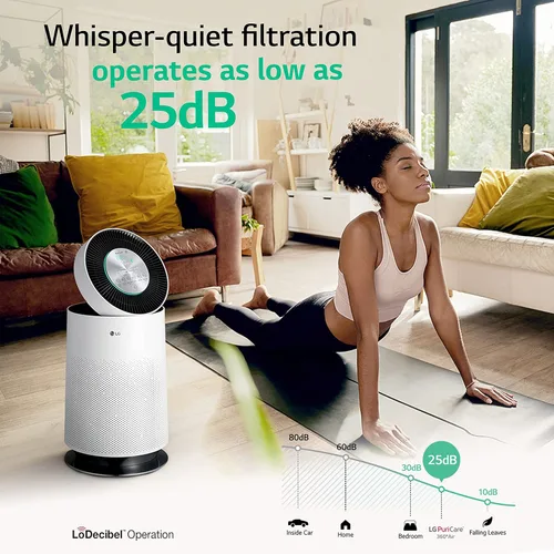 Miniatura 6 de LG PuriCare Purificador de Aire Individual de 360 Grados con Clean Booster, ThinQ Wi-Fi y Control de Voz (AS330DWR0), 310 pies cuad., Blanco