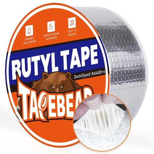 Miniatura 10 de TAPEBEAR Cinta de Butilo 12 pulgadas x 16 pies, Cinta de Sellado de Conductos de Aluminio Sellador Impermeable Cinta de Reparación para Techo de RV