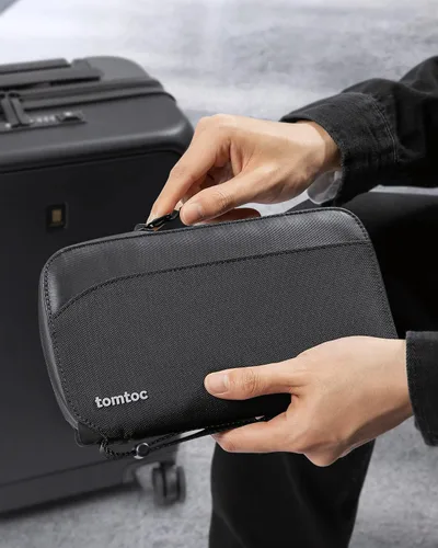 Miniatura 7 de tomtoc Soporte para pasaporte familiar con un soporte para tarjeta SIM y pasador de expulsión, cartera de viaje con bloqueo RFID y tarjetero