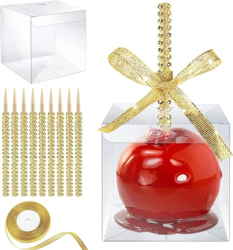 Miniatura 13 de MGWOTH Cajas para Manzanas Acarameladas con Agujero para Palo Brillante, Paquete de 20 Kit de Envoltura para Manzanas de Caramelo con Contenedores