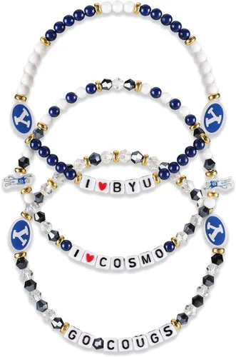 Miniatura 101 de FOCO NCAA unisex-adulto Paquete de 3 Pulseras de la Amistad con Cuentas con Logotipo de Equipo Universitario de la NCAA Oficialmente Licenciadas