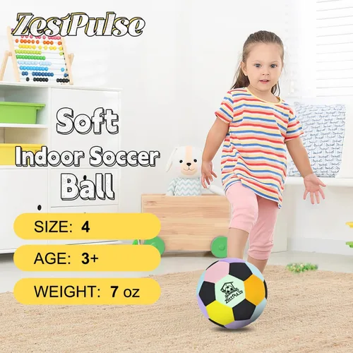 Miniatura 6 de Balón de fútbol suave para interiores, tamaño 4, divertida pelota silenciosa para niños y adolescentes, entrenamiento de drible en interiores