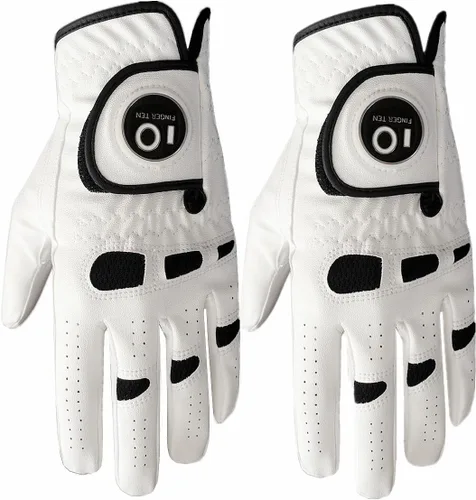 Miniatura 10 de FINGER TEN Guantes de golf para hombre con marcador de pelota, para mano izquierda y derecha, paquete de 2, Weathersof Grip suave y cómodo, talla S