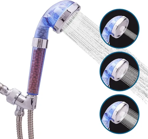 Cabezal de ducha iónico, filtro de alta presión con cuentas, suavizante de agua y ahorro de agua, cabezal de ducha para piel seca y cabello