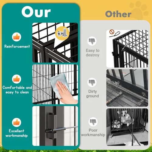 Miniatura 6 de XPIY Jaula grande para perros – Perrera de metal para perros medianos y pequeños, segura para interiores y exteriores, jaula grande para cachorros